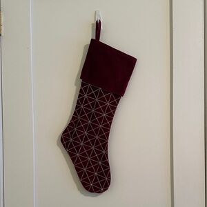 Pottery Barn Burgundy and Silver Holiday Stocking